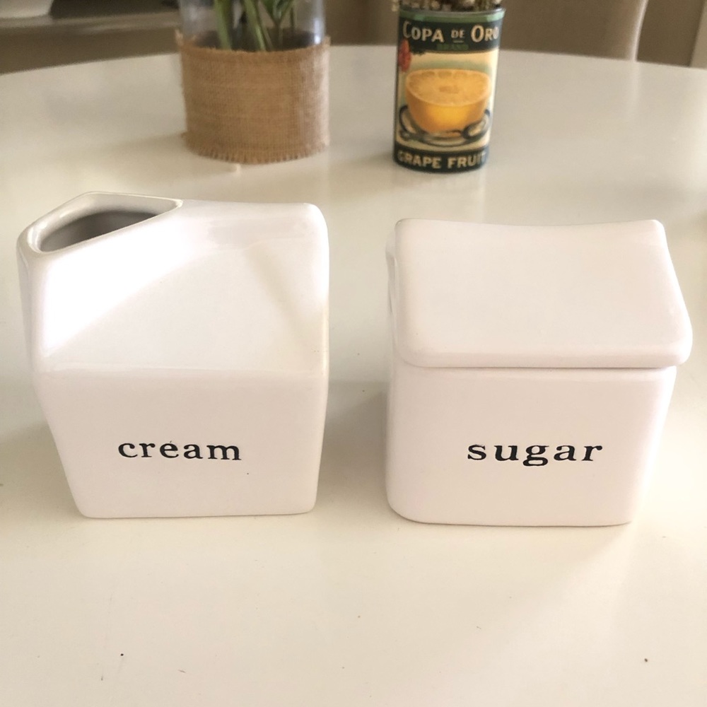 Palm Restaurant White Ceramic Cream And Sugar